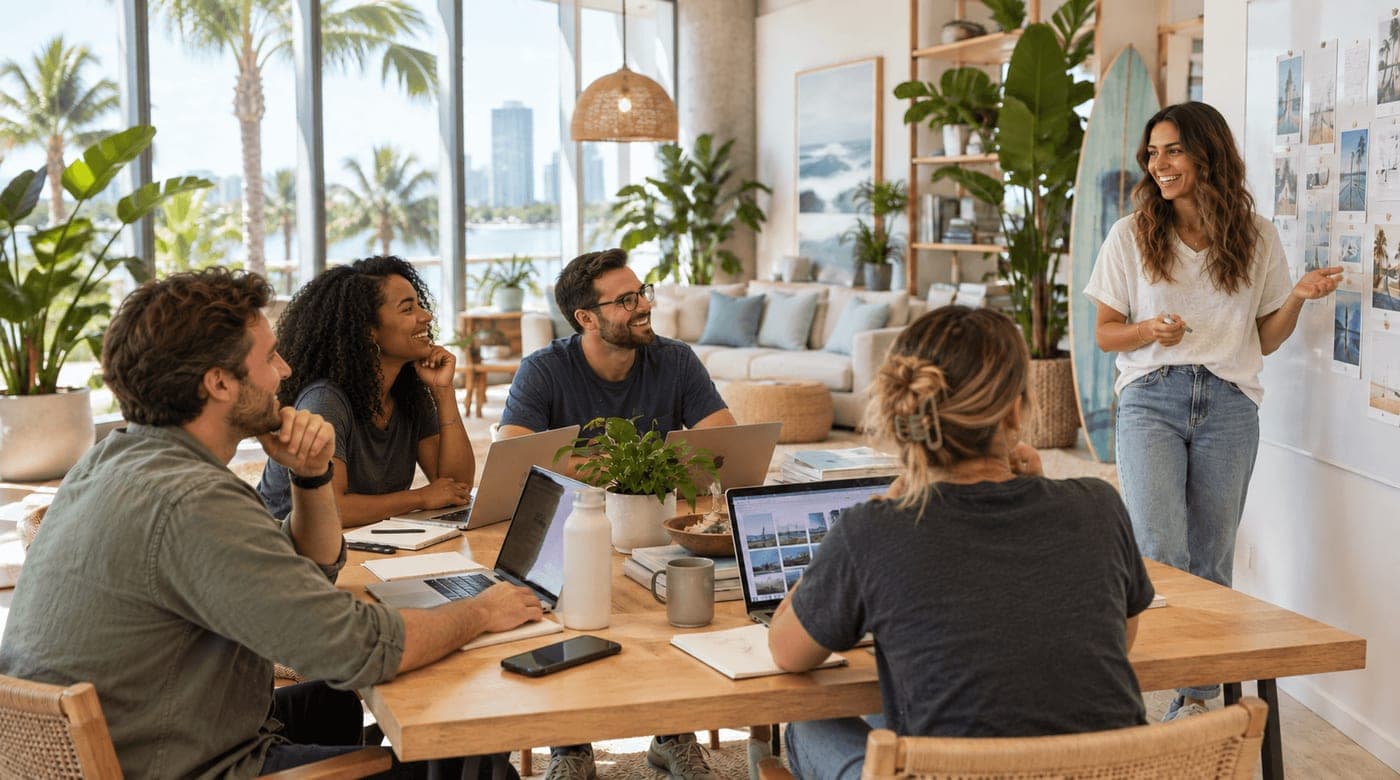 The Global Connect team working together in the Orlando office