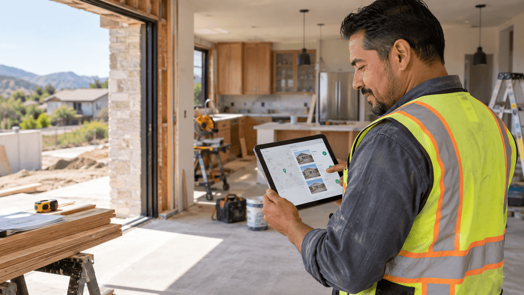 Contractor reviewing homeowner project requests in the Global Connect marketplace.